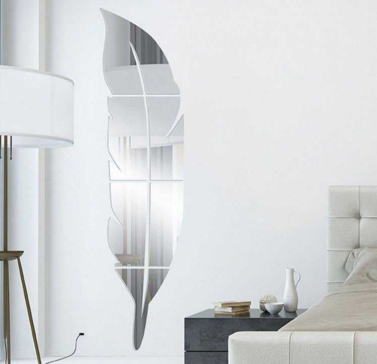 Wall Sticker Feather Decoration Mirror